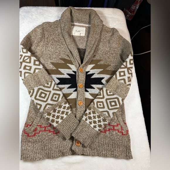 Koto Sweaters - KOTO Knit Women's Cardigan Sweater - Brown and Cream